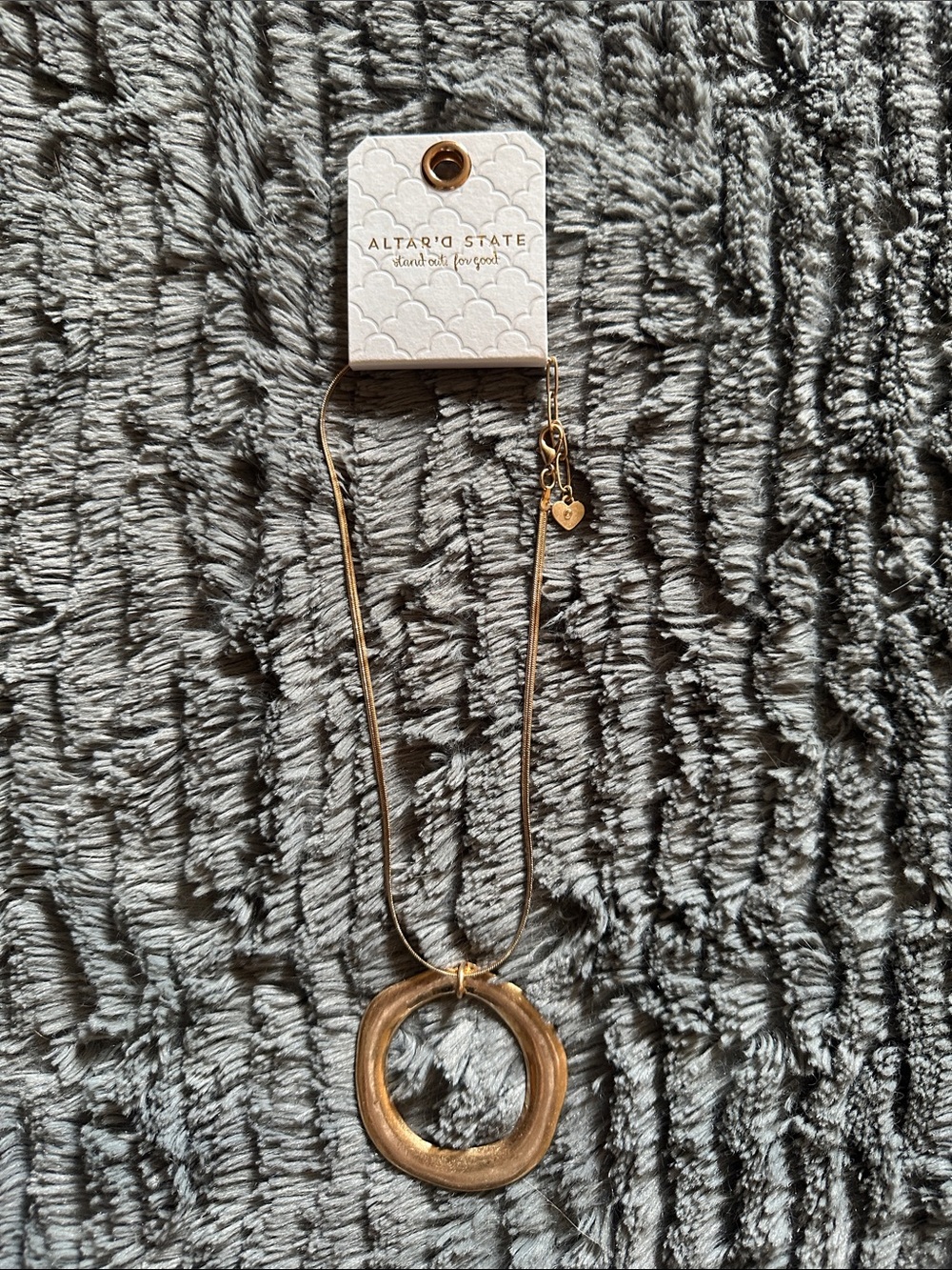 Altar'd State Brushed Gold Open Circle Pendant on Cord